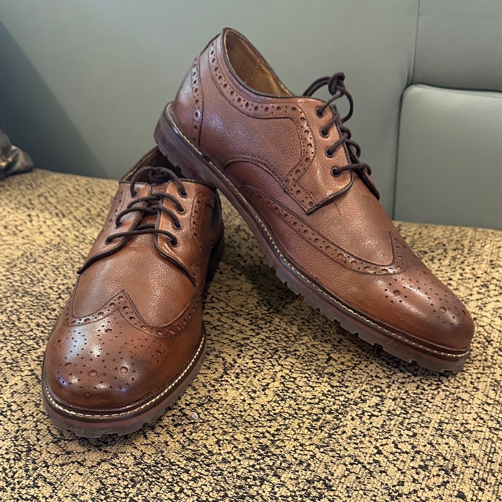 Florsheim Estabrook Wingtip Brogue Cognac Leather Dress Shoes size 13 Wide
